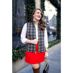 Vineyard Vines Holiday Plaid Puffer Vest Jet Black Size S